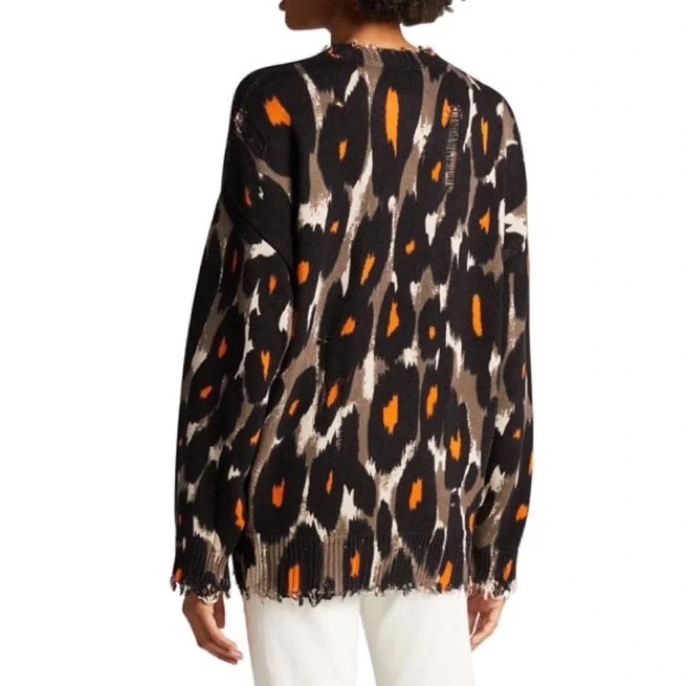 R13 Black and Brown Leopard Oversized Long Sleeve Crewneck Sweater Size M - Picture 2 of 8